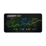 Liquidity map with world map and green graphics on a black background