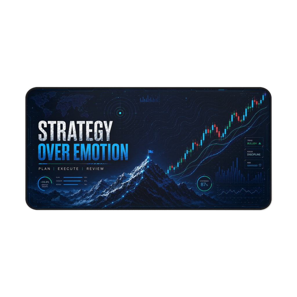 Strategy Over Emotion Desk Mat